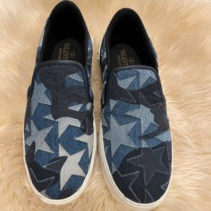 Valentino women denim slip on sneakers